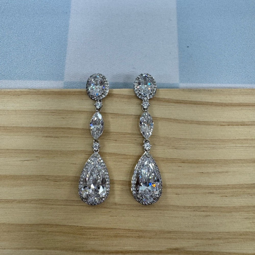 Eliot Danori Oval Crystal Drop Earrings in Silver